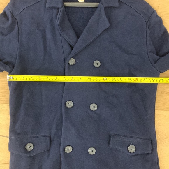 MENS CASUAL ELBOW PATCH KNIT WEAR W/ DOUBLE BREASTED DESIGN - BEN SHERMAN MEDIUM - Picture 4 of 14